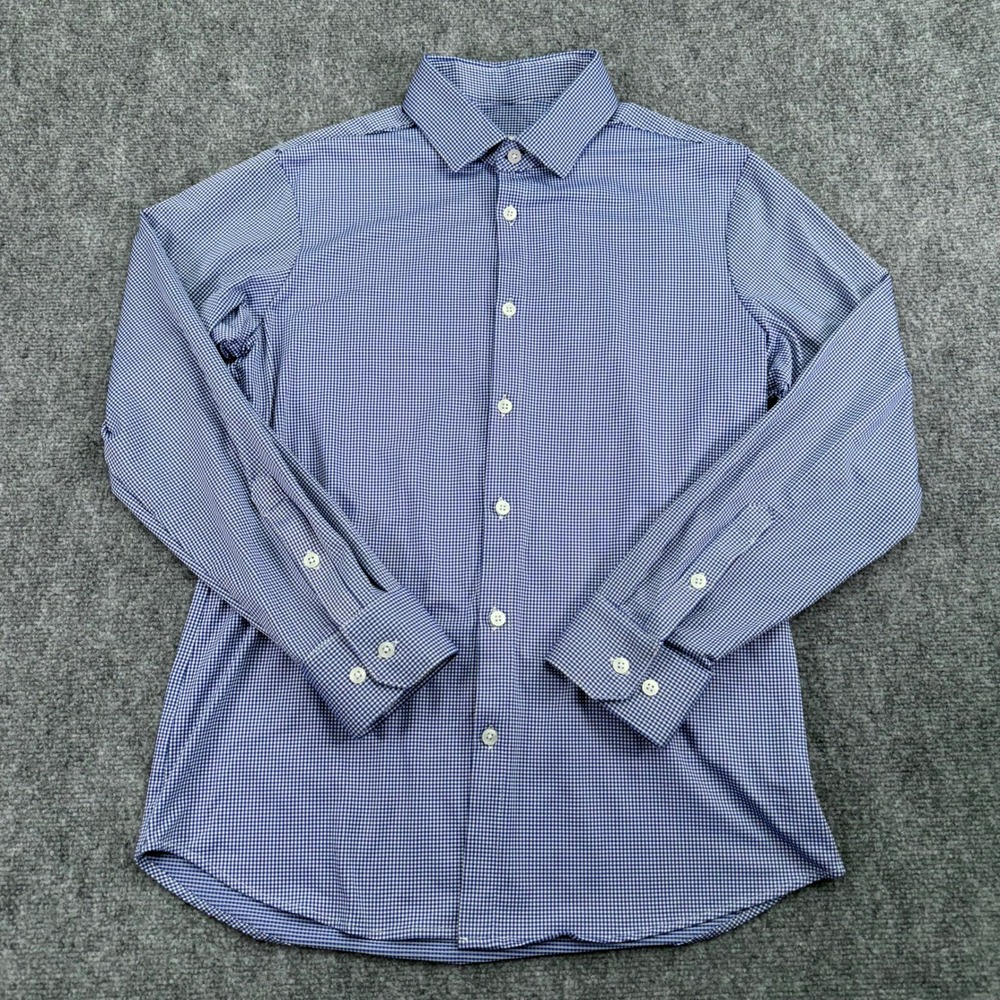 Mizzen Main Shirt Mens Medium Blue Gingham Spinnaker Collection Stretch USA Made